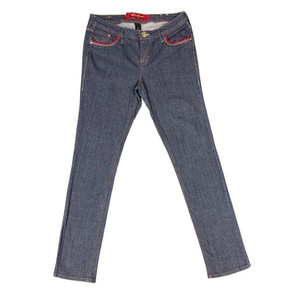 Southpole Premium Jeans Size 9 Blue Red Gold Embellished Denim Heart Faux croc